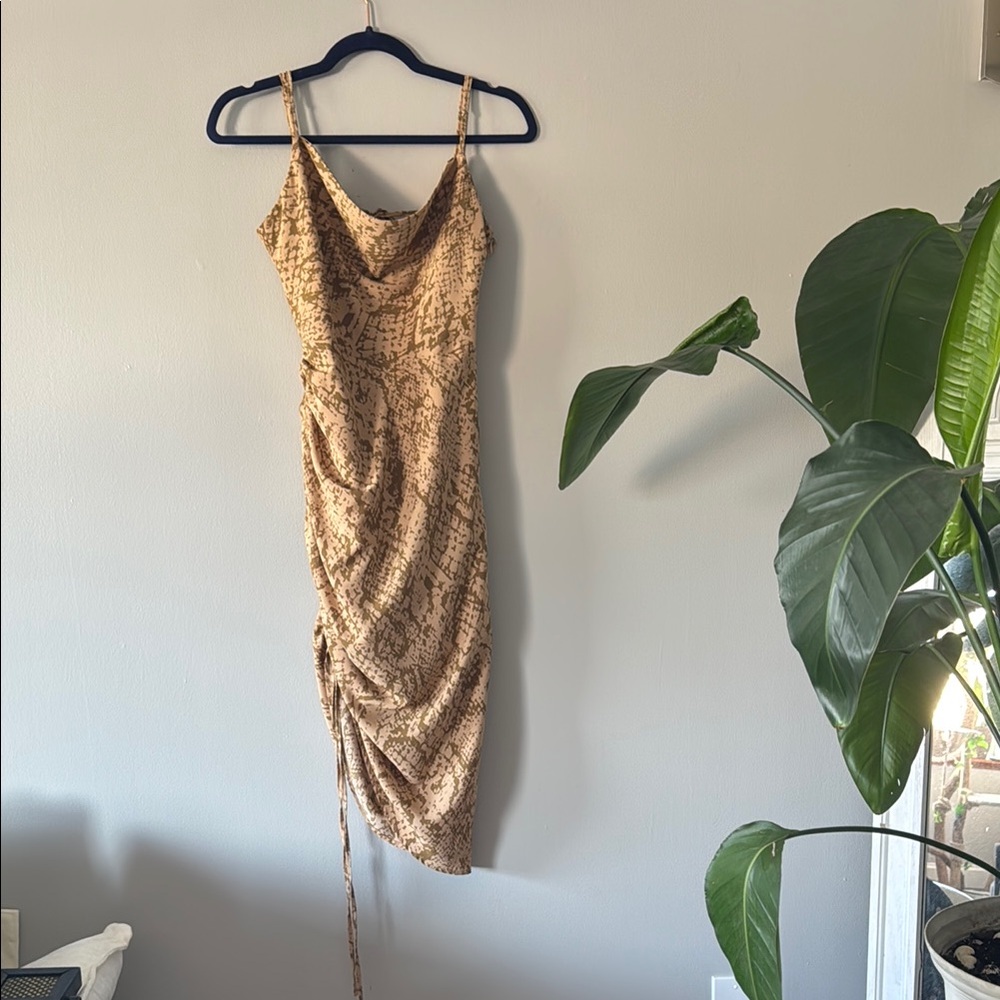 Forever 21 Gold snake print Asymmetrical Mini Dress